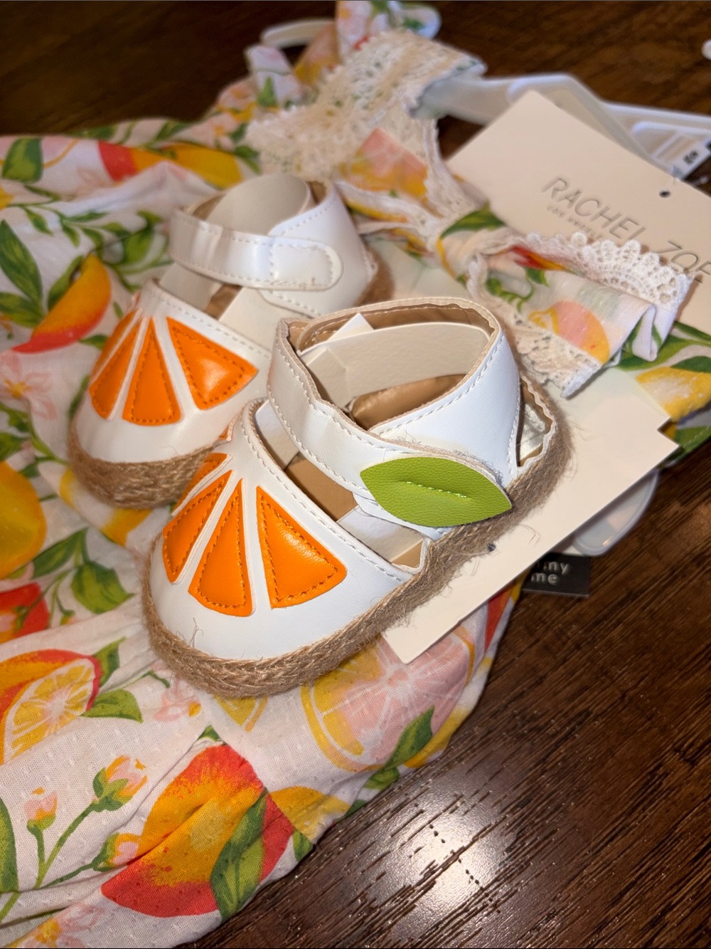 NWT Rachel Zoe Baby Citrus Print Dress with Shoes and Headband - 3-6M - Picture 3 of 3